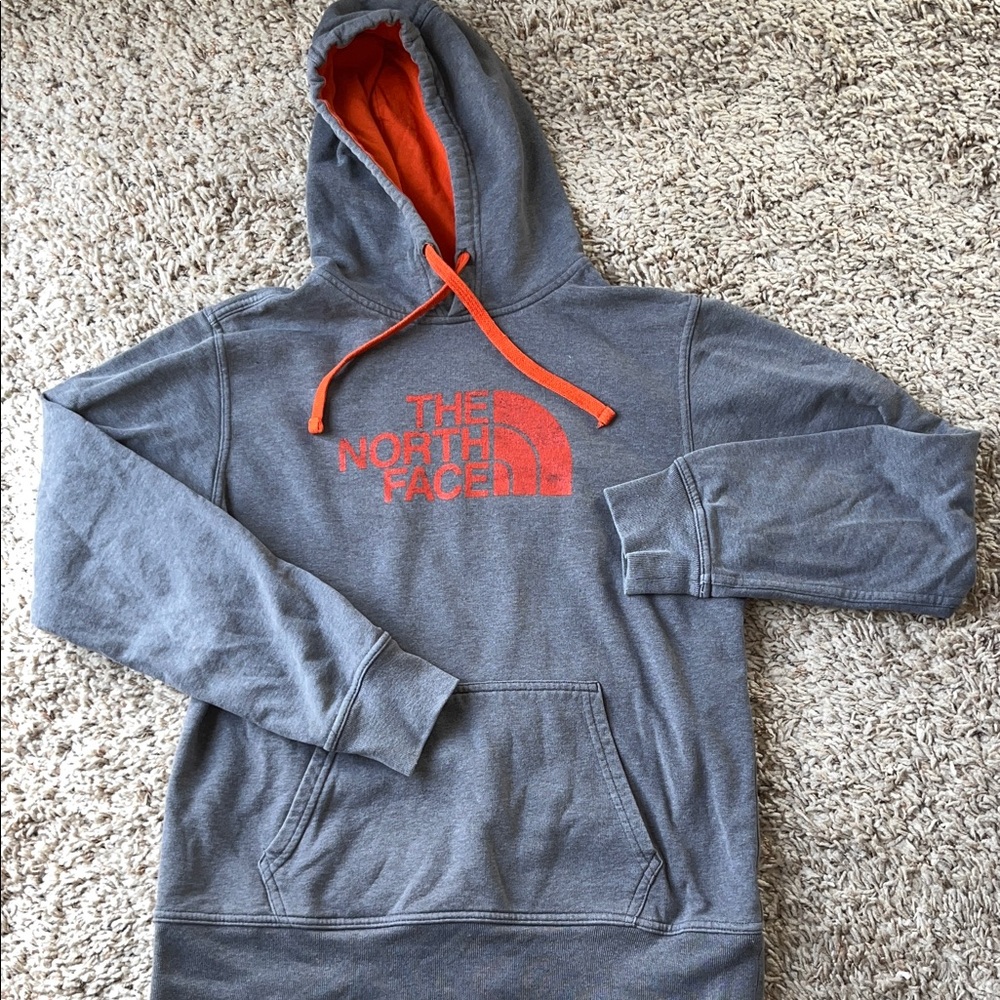 The North Face Men's Charcoal and Orange Hoodie